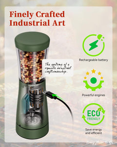Electric Salt and Pepper Grinder, Stainless Steel Rechargeable Salt and Pepper Grinder Set with 4.5 oz Large Capacity, 1.8" Wide Mouth, Adjustable Coarseness, Ideal for Kitchen