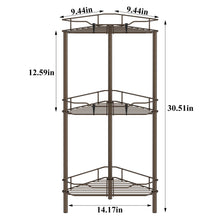 Load image into Gallery viewer, 4 Tier Floor Standing Corner Shower Caddy Organizer Shelf with Hooks, Bathroom Shelves Stand Rack, Black