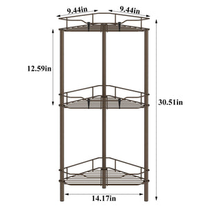 4 Tier Floor Standing Corner Shower Caddy Organizer Shelf with Hooks, Bathroom Shelves Stand Rack, Black