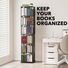 Load image into Gallery viewer, SpaceAid 6 Tier Rotating Bookshelf Tower, Bamboo Spinning Book Shelf, Revolving 360 Bookcase Storage Swivel Round Carousel, Vertical Rotate Turning Spiral Corner Organizer (6-Tier Walnut)