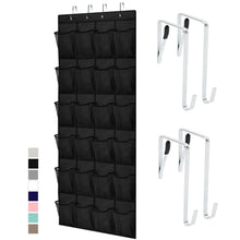 Load image into Gallery viewer, Over the Door Shoe Organizer, 24 Large Breathable Mesh Pockets, Space Saving Hanging Storage Holder, Closet Rack Hanger Holds Up to 40 lbs, Hangs on Closets for Shoes, Accessories, Black
