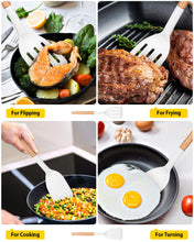 Load image into Gallery viewer, Pack of 2 Silicone Cooking Spatula, Heat Resistant Solid Turner, Non Stick Slotted Spatulas with Wooden Short Handle,Ideal Wood Kitchen Utensils Set for Frying, Baking, Flipping, Turning