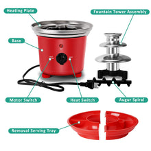 Load image into Gallery viewer, MINI Chocolate Fondue Fountain, 32-Ounce Stainless Steel Electirc Chocolate Fondue Set, 3-Tier Chocolate Melting Foundue Set with 6 Stainless Steel Forks for Chocolate, Butter, Candy (Black)