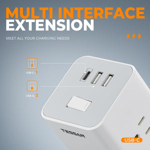 Tower Power Strip with 6 Feet Extension Cord, 8 Outlets 3 USB Chargers, 1700 Joules Surge Protection, Extension Cord with Multiple Outlets, 1875W, Office Supplies, Dorm Essentials, Charging Station