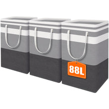 Load image into Gallery viewer, HomeHacks 3-Pack Large Laundry Basket, Waterproof, Freestanding Laundry Hamper, Collapsible Tall Clothes Hamper with Extended Handles for Clothes Toys in the Dorm and Family-(Gradient Grey, 88L)
