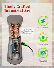Load image into Gallery viewer, Electric Salt and Pepper Grinder Set with Storage Base, Stainless Steel Rechargeable Salt and Pepper Grinder Set with 4.5 oz Large Capacity, 1.8&quot; Wide Mouth, Adjustable Coarseness, Ideal for Kitchen