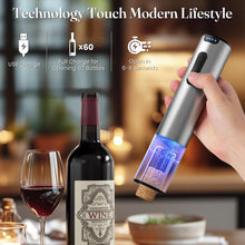 Load image into Gallery viewer, HomeHacks Electric Wine Opener, Automatic Wine Opener with Foil Cutter, Vacuum Stopper, Pourer, Rechargeable Wine Bottle Opener - Party Favor, Christmas Gift for Wine Lover