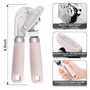 Beneno Can Opener Manual with Magnet, Hand Held Heavy Duty Can Opener with Durable Sharp Blade Smooth Edge, Big Effort-Saving Knob, Soft Grip Rubber Handle, Multifunctional Bottle Opener, Green