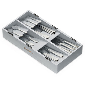 SpaceAid Bamboo Silverware Drawer Organizer with Labels, Kitchen Utensil Tray Holder Organizer for Flatware, Cutlery, Spoon and Knives Drawer Storage Organization (Natural, 6 Slots)
