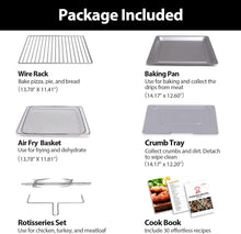 Load image into Gallery viewer, 32QT Extra Large Air Fryer, 19-In-1 Air Fryer Toaster Oven Combo with Rotisserie and Dehydrator, Digital Convection Oven Countertop Airfryer Fit 13&quot; Pizza, 6 Accessories, 1800w (Black)