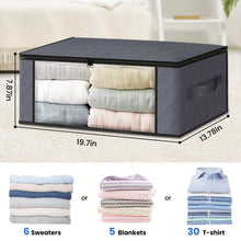 Load image into Gallery viewer, HomeHacks Storage 3-Pack Clothes Organizer Storage Bags Foldable Storage Box with Large Clear Window Sturdy Handles for Closet, Dorm, Pillows, Bedding, Clothes, Blankets, 35L, Gray