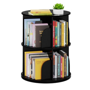 SpaceAid 4 Tier Rotating Bookshelf Tower, Spinning Bookcase Lazy Susan, Revolving 360 Book Shelf Storage Round Carousel, Vertical Rotate Turning Spiral Corner Organizer, White
