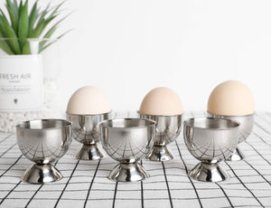 Stainless Steel Egg Cups Set for Hard Soft Boiled Eggs with 6 Egg Cup Holders 6 Egg Spoons