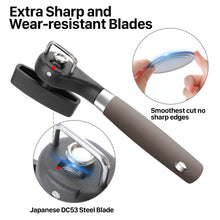 Load image into Gallery viewer, Beneno Can Opener, Manual Side Safe Cut Can Opener Smooth Edge with Durable Sharp Blade, Effort-Saving Knob &amp; Comfortable Non-slip Handle, Brown