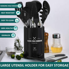 Load image into Gallery viewer, Silicone Cooking Utensil Set, Umite Chef 15pcs Silicone Cooking Kitchen Utensils Set, Non-stick - Best Kitchen Cookware with Stainless Steel Handle - Black