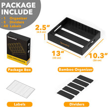 Load image into Gallery viewer, SpaceAid Bamboo Lid Organizer, Kitchen Pantry Lids Holder with 5 Adjustable Dividers for Cabinets, Food Storage Container Organizers, Natural