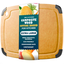 Load image into Gallery viewer, Dishwasher Safe Cutting Boards for Kitchen - Extra Large Composite Wood Cutting Board with Non-Slip Feet &amp; Juice Groove - Thin &amp; Lightweight Eco-Friendly Chopping Board (18&quot; × 12&quot;, Natural)