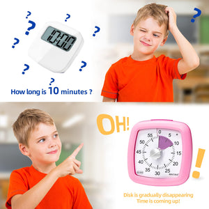Secura 60-Minute Visual Timer, Silent Study Timer for Kids and Adults, Time Clocks, Time Management Countdown Timer for Teaching (Pink)