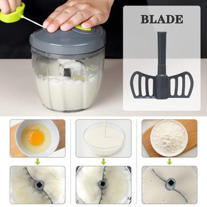 Manual Food Chopper Vegetable Cutter, Hand String Vegetable Chopper Onions Cutter for Vegetable Fruits Nuts BPA Free Food Safe Material, 550ml Gray
