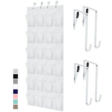 Load image into Gallery viewer, Over the Door Shoe Organizer, 24 Large Breathable Mesh Pockets, Space Saving Hanging Storage Holder, Closet Rack Hanger Holds Up to 40 lbs, Hangs on Closets for Shoes, Accessories, Black