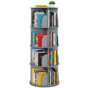 SpaceAid 4 Tier Rotating Bookshelf Tower, Spinning Bookcase Lazy Susan, Revolving 360 Book Shelf Storage Round Carousel, Vertical Rotate Turning Spiral Corner Organizer, White