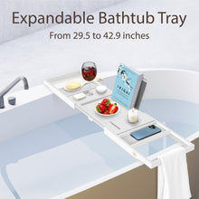 Load image into Gallery viewer, Bathtub Tray Caddy - Premium Bamboo Expandable Bath Tub Tray Table, Luxurious Wooden Bath Caddy for Books, Tablets, Wine, Bathroom Accessories, Spa Essentials, Housewarming, Wedding
