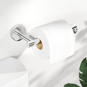 Toilet Paper Holder Wall Mount Bathroom Paper Roll Holder Tissue Handle Stainless Steel for Farmhouse Kitchen Matte Black