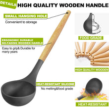 Load image into Gallery viewer, Umite Chef 36pcs Silicone Kitchen Cooking Utensils with Holder, Heat Resistant Cooking Utensils Sets Wooden Handle, Nonstick Kitchen Gadgets Tools Include Spatula Spoons Turner Pizza Cutter(Grey)