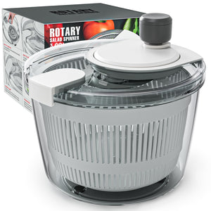 Salad Spinner Lettuce Spinner, Wash, Spin & Dry Salad Greens, Vegetable Washer Salad Dryer With Rotary Handle for Fruits & Vegetables, High Efficiency Vegetable Spinner Kitchen Gadget 3Qt White