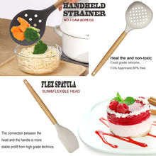 Load image into Gallery viewer, Kitchen Utensils Set- 35 PCs Cooking Utensils with Grater,Tongs, Spoon Spatula &amp;Turner Made of Heat Resistant Food Grade Silicone and Wooden Handles Kitchen Gadgets Tools Set for Nonstick Cookware