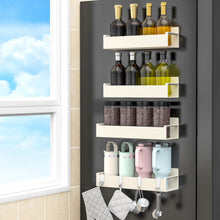 Load image into Gallery viewer, 4 Pack Magnetic Spice Rack Organizer for Refrigerator and Oven, Black Fridge Organizers and Storage for Kitchen