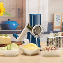 Load image into Gallery viewer, Rotary Cheese Grater Hand Crank Cheese Shredder for Fresh Cheese, Vegetable, Nuts,Non-slip Suction Base, Free Cleaning Brush Three Blades, Black