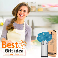 Load image into Gallery viewer, Silicone Cooking Utensil Set, 8Pcs Non-stick Cookware with Stainless Steel Handle, BPA Free Heat Resistant Kitchen Tools with Spatulas, Turners, Spoons, Skimmer and Pasta Fork