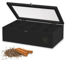 Load image into Gallery viewer, Bamboo Tea Bag Organizer Storage Box with Drawer &amp; Acrylic Window - Magnetic Lid Keeps Contents Fresh - Ideal Mothers Day Gifts for Mom - Gift Caddy (Tea Not Included)