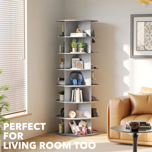 SpaceAid 7 Tier Rotating Shoe Rack Tower, Spinning Shoe Display Lazy Susan, Revolving 360 Shoe Rack Storage Round Carousel, Vertical Handbag Rotate Shoes Closet Organization (7-Tier White)