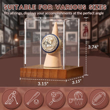 Load image into Gallery viewer, JupDec Baseball Display Case - Clear Cube Baseball Holder with Wooden Base, Autograph Stand Box for Single Ball, Acacia Wood, Brown, 1 Pack
