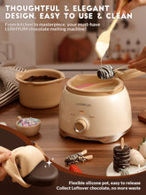 Load image into Gallery viewer, Chocolate Melting Pot Candy Melts Melter with 2 Insert Pots and Spatula, 4 Cups Capacity Warmer Machine, Ideal Dipping Tool Kitchen Supplies for Making Cake Pop Covered Strawberries Fondue