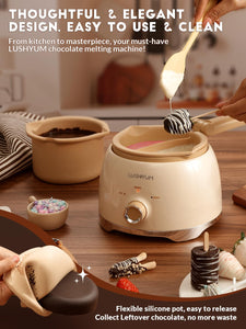 Chocolate Melting Pot Candy Melts Melter with 2 Insert Pots and Spatula, 4 Cups Capacity Warmer Machine, Ideal Dipping Tool Kitchen Supplies for Making Cake Pop Covered Strawberries Fondue