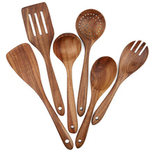 Load image into Gallery viewer, Wooden Cooking Utensils Set 4-Piece Wood Kitchen Utensil Set for Non Stick Cookware Wooden Spatula,Fork,Turner,Ladle,Strainer Spoons