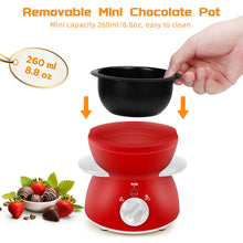 Load image into Gallery viewer, Mini Chocolate Melting Pot, Chocolate Fondue Fountain, 8.79OZ Warmer Machine for Milk Chocolate, Cheese, Butter, Candy (White)