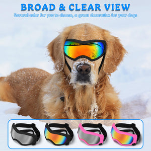 Dog Sunglasses Dog Goggles Pet Glasses Pet Eyewear with Adjustable Strap, Glasses for Medium Large Dog Swimming Skating Glasses UV Proof Windproof Dustproof (Black Frame + Gray Lens)