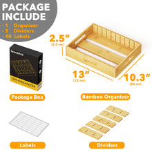 Load image into Gallery viewer, SpaceAid Bamboo Lid Organizer, Kitchen Pantry Lids Holder with 5 Adjustable Dividers for Cabinets, Food Storage Container Organizers, Natural