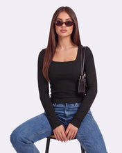 Load image into Gallery viewer, TNNZEET Long Sleeve Shirts for Women Square Neck Ribbed Top Slim Fit Basic Tees Fashion Fall Winter 2026