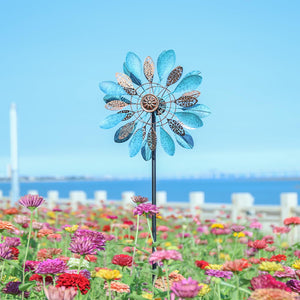 WONDER GARDEN Wind Spinners Outdoor - 2 Pack Small Metal Hummingbird Green Wind Spinner Windmill, Wind Sculpture for Yard Patio Lawn Decor