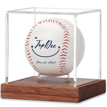 Load image into Gallery viewer, JupDec Baseball Display Case - Clear Cube Baseball Holder with Wooden Base, Autograph Stand Box for Single Ball, Acacia Wood, Brown, 1 Pack