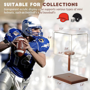 JupDec Jersey Frame & Mini Helmet Display Case, Large Clear Acrylic Shadow Box with UV Protection Wooden Showcase,Idea Gift for Sports Fans