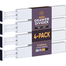 Load image into Gallery viewer, 4 Pack Drawer Dividers Bamboo 2.6&quot; High, 16-22&quot; Adjustable Drawer Organizers for Clothes, Expandable Dresser Separators in Bedroom/Bathroom/Kitchen/Office Organization and Storage (Natural)
