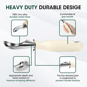 Beneno Heavy Duty Ice Cream Scoop - Upgraded Anti-Fracture Design, Comfortable Grip Long Handle, Effortless Scooping & Dishwasher Safe, Black