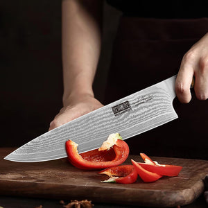 Damascus Kitchen Knife Set 3-Piece, Ultra Sharp 8" Chef Knife, 7" Santoku Knife, 3.75" Paring Knife, Professional VG-10 Damascus Super Steel Chef Knife Set with Ergonomic Handle