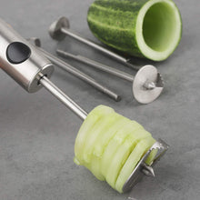 Load image into Gallery viewer, Veggie Core Drill Stainless Steel Vegetable Spiral Cutter Spiralizer Set of 4 for Coring and Hollowing out Zucchini, Potatoes, Carrot, Pear (Veggie Core)